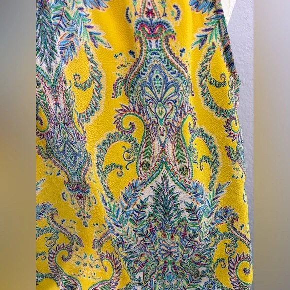 Rose & Olive High Neck Halter Top Yellow Floral Print Size Small - Picture 6 of 8